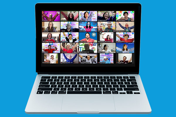 Photo of group participating in an online Laughter Yoga session with Carla H Brown